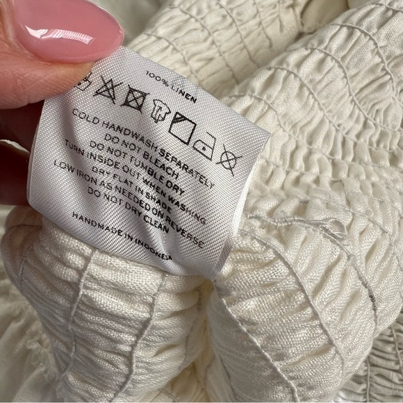 Faithfull The Brand Dress Women Small Mini White Smocked Stretch Ruffled GG - Picture 7 of 8